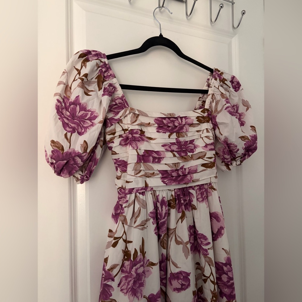 Abercrombie & Fitch Emerson Poplin Puff Sleeve Midi Dress in a floral print XSP - Picture 4 of 12